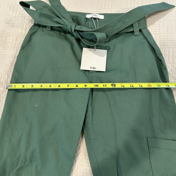New🔥🔥🔥TIBI Preppy Tie-Waist Cargo Pants, Green, Size 2 - Picture 7 of 9